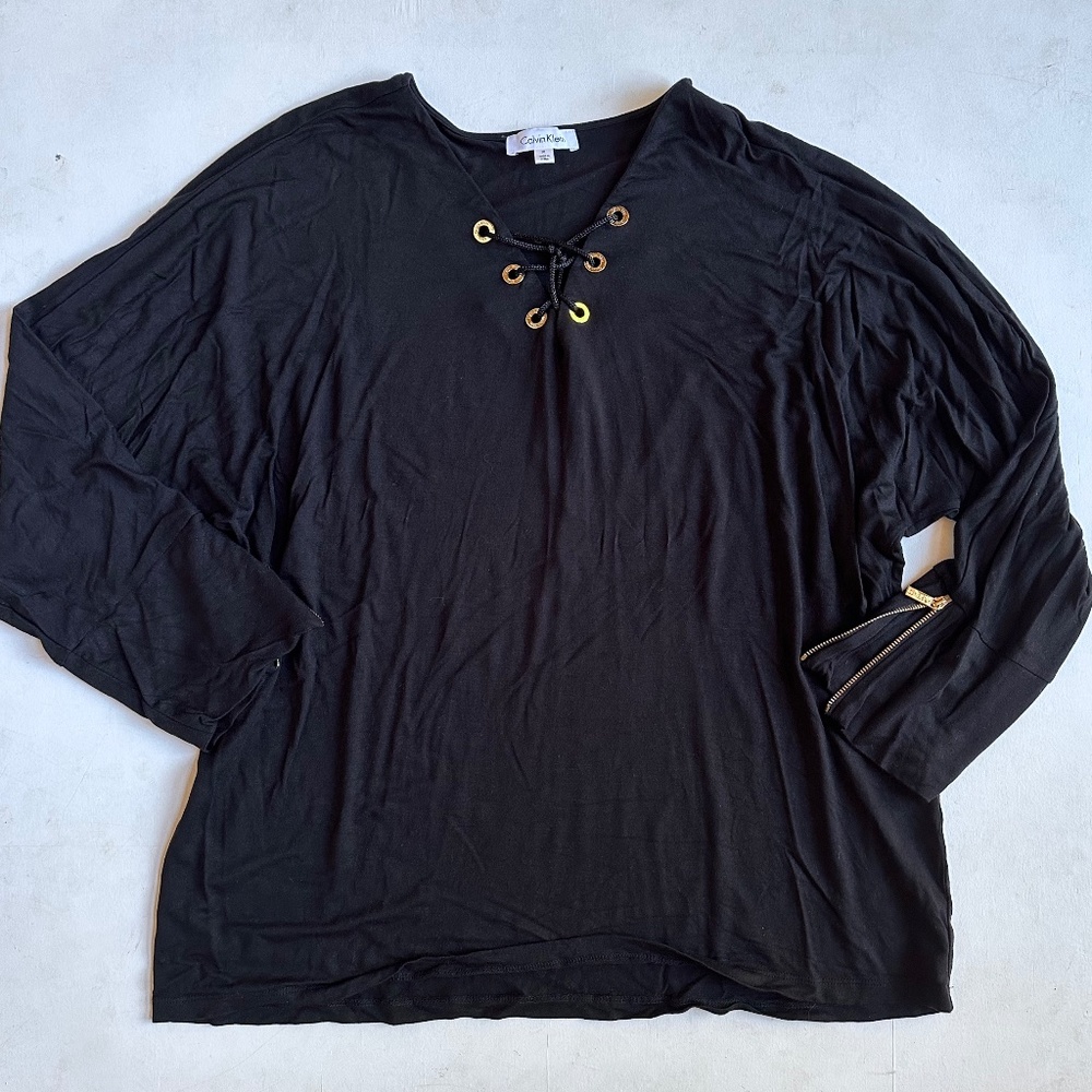 Calvin Klein Black Lace Up Top